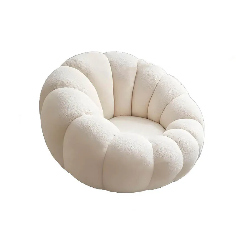 Nordic-Style Swivel Pumpkin Accent Chair - Skin-Friendly Sherpa Fabric & Soft Sitting Sofa Chair For Living Room