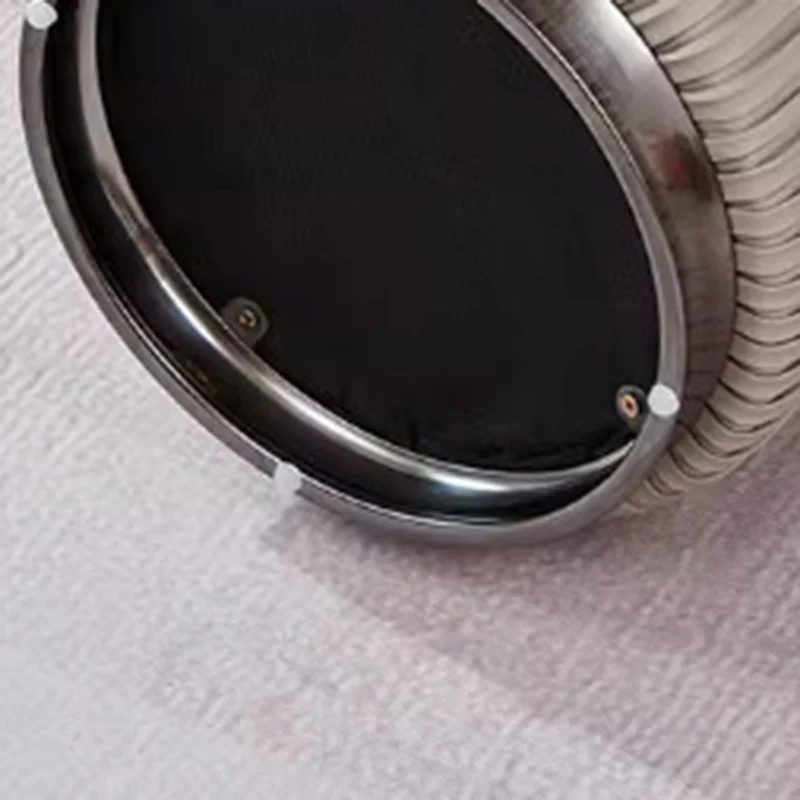 Modern Minimalist Round PU Leather Stainless Steel Low Stool For Living Room