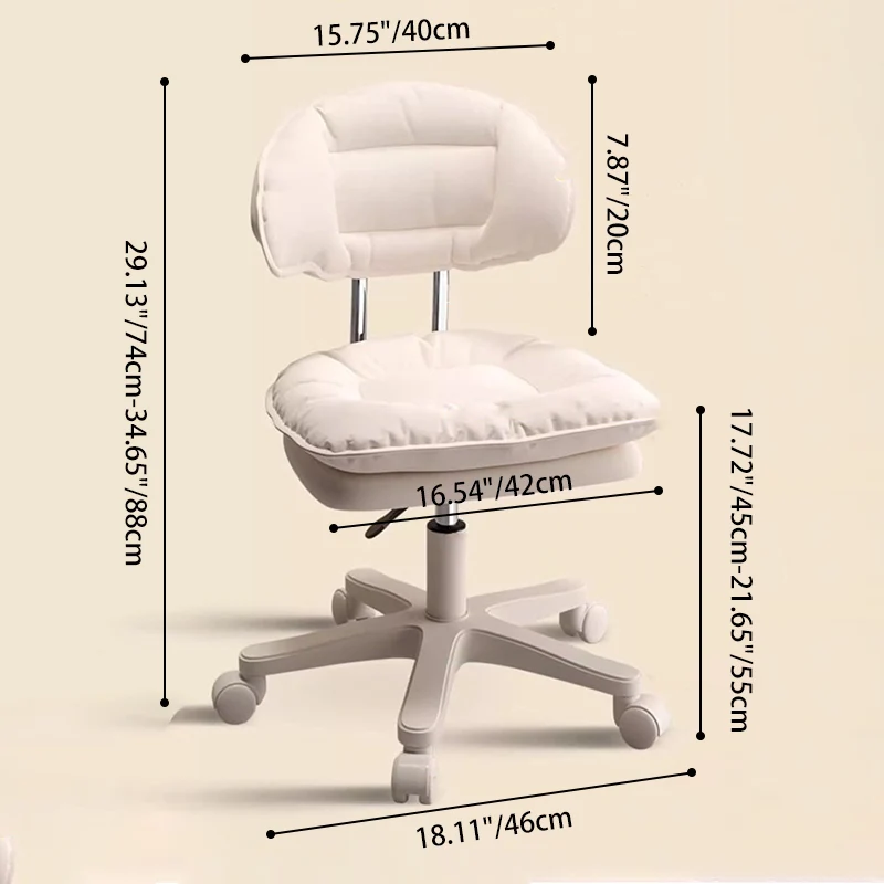 Modern Minimalist Curved PU Leather MDF Carbon Steel Frame Sponge Vanity Stool Height Adjustable Backrest Armless For Bedroom
