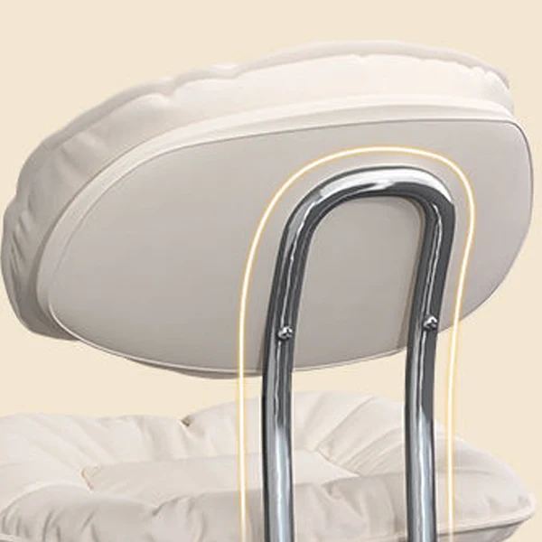 Modern Minimalist Curved PU Leather MDF Carbon Steel Frame Sponge Vanity Stool Height Adjustable Backrest Armless For Bedroom