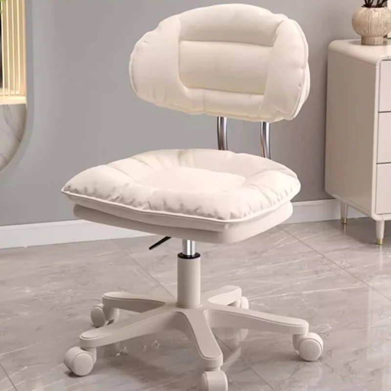 Modern Minimalist Curved PU Leather MDF Carbon Steel Frame Sponge Vanity Stool Height Adjustable Backrest Armless For Bedroom