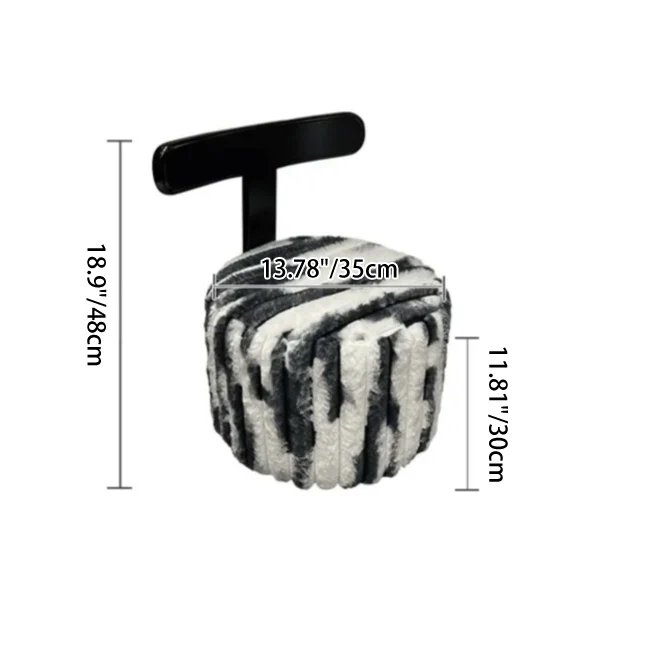 Contemporary Luxury Round Faux Velvet Rubberwood Plywood Movable Low Stool For Living Room