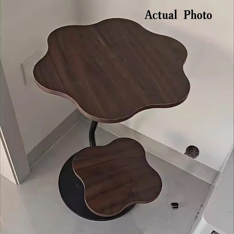 Contemporary Creative Floral-Shaped Carbon Steel Medium-Density Fiberboard Side Table 2-Tier For Living Room