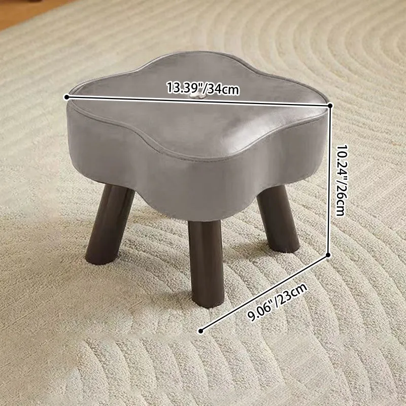 Contemporary Creative Petal Shape Faux Oil-Waxed Leather Solid Wood Sponge Low Stool Backless Armless For Living Room
