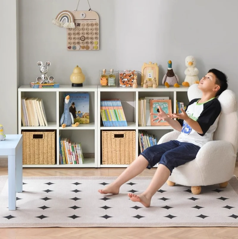 Contemporary Scandinavian Square Steel Modular Bookshelf 4/6-Cabinet For Living Room