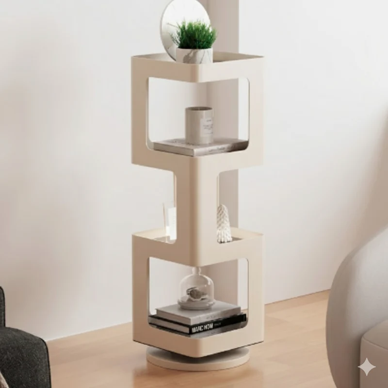 Contemporary Creative Square Iron Rotatable Bookshelf 4/5/6-Tier For Living Room