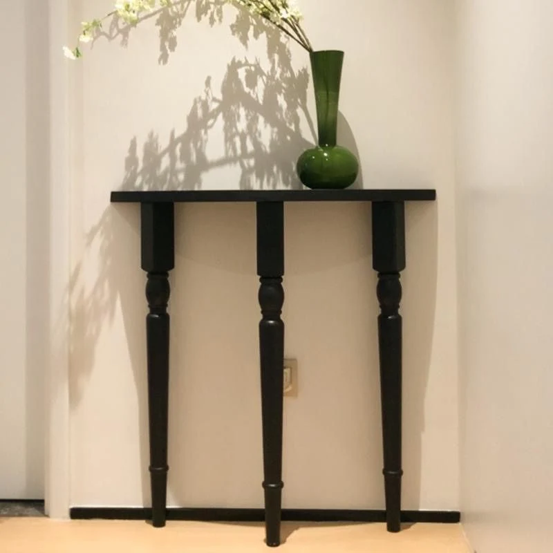 Traditional French Half-Circle Pine Wood Console Table For Entryways