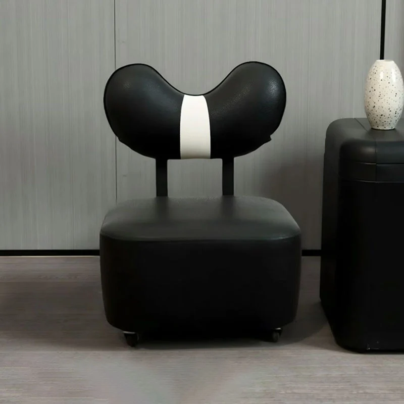 Contemporary Creative Cashew Nuts Square Pine Wood Faux Leather Sponge Movable Kids Low Stool Backrest Armless For Living Room