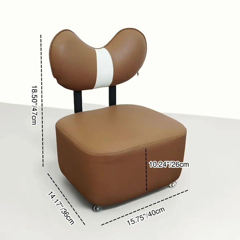 Contemporary Creative Cashew Nuts Square Pine Wood Faux Leather Sponge Movable Kids Low Stool Backrest Armless For Living Room