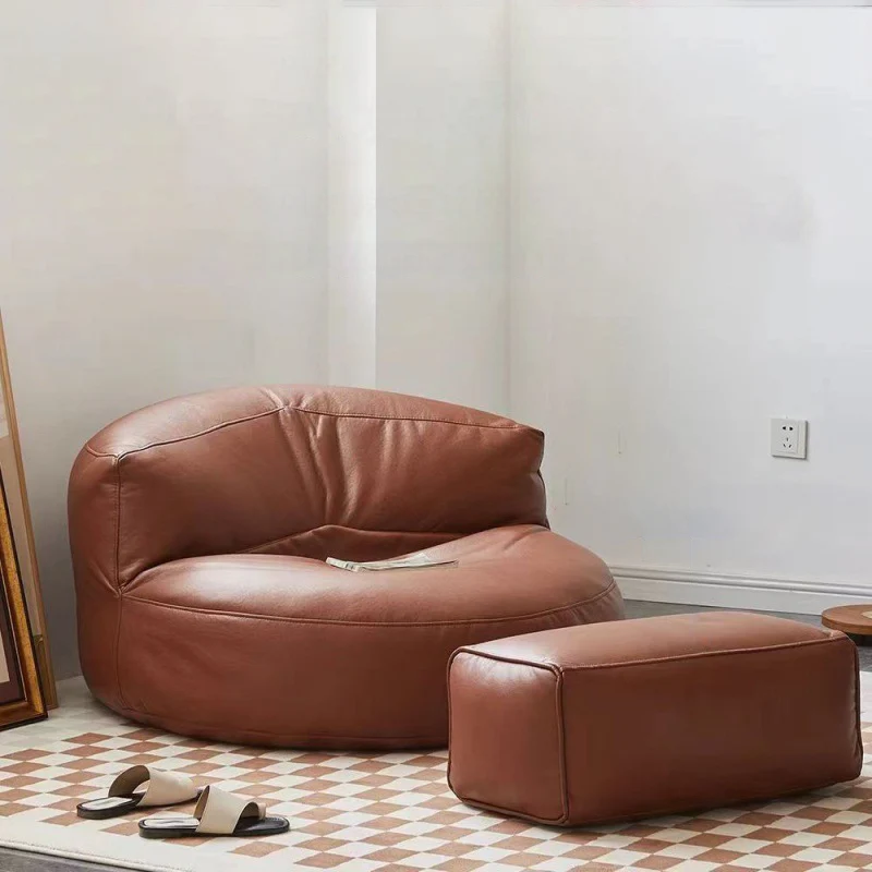 Contemporary Scandinavian Microfiber Leather EPS Round Curved Accent Chair With Backrest For Living Room