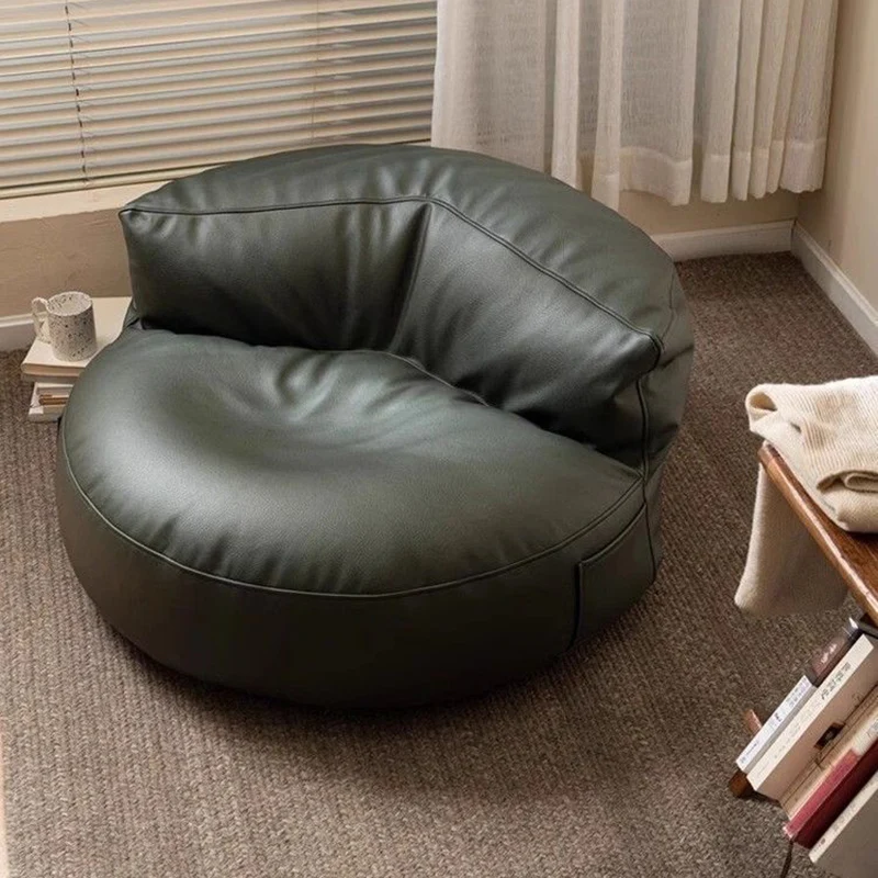 Contemporary Scandinavian Microfiber Leather EPS Round Curved Accent Chair With Backrest For Living Room