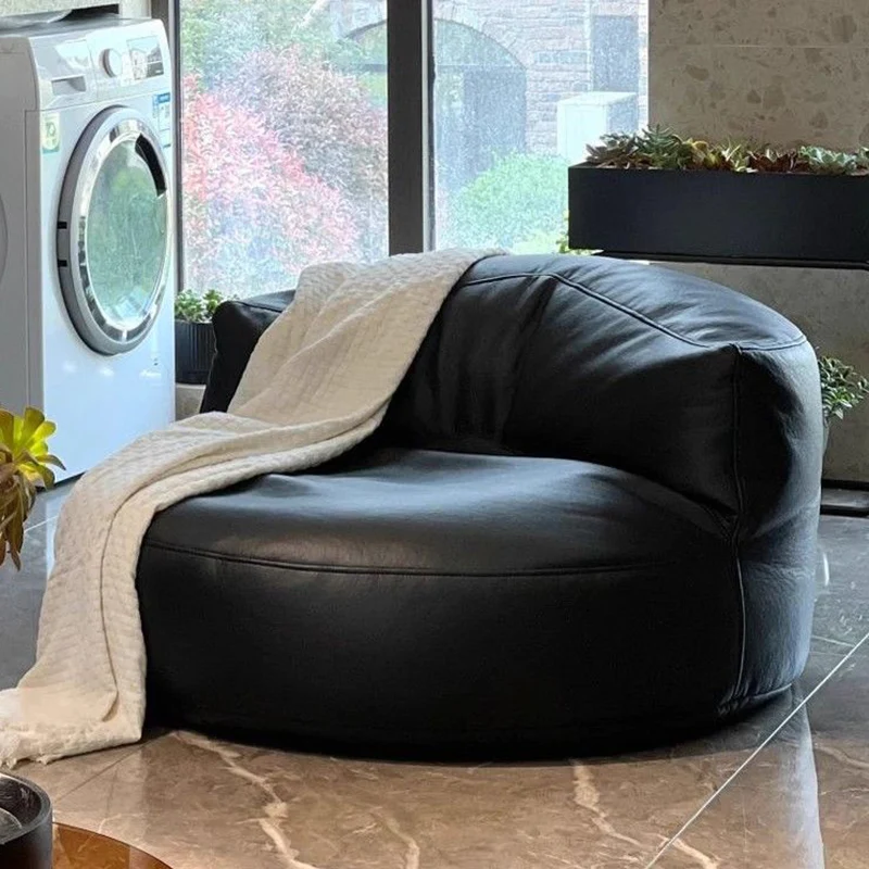 Contemporary Scandinavian Microfiber Leather EPS Round Curved Accent Chair With Backrest For Living Room
