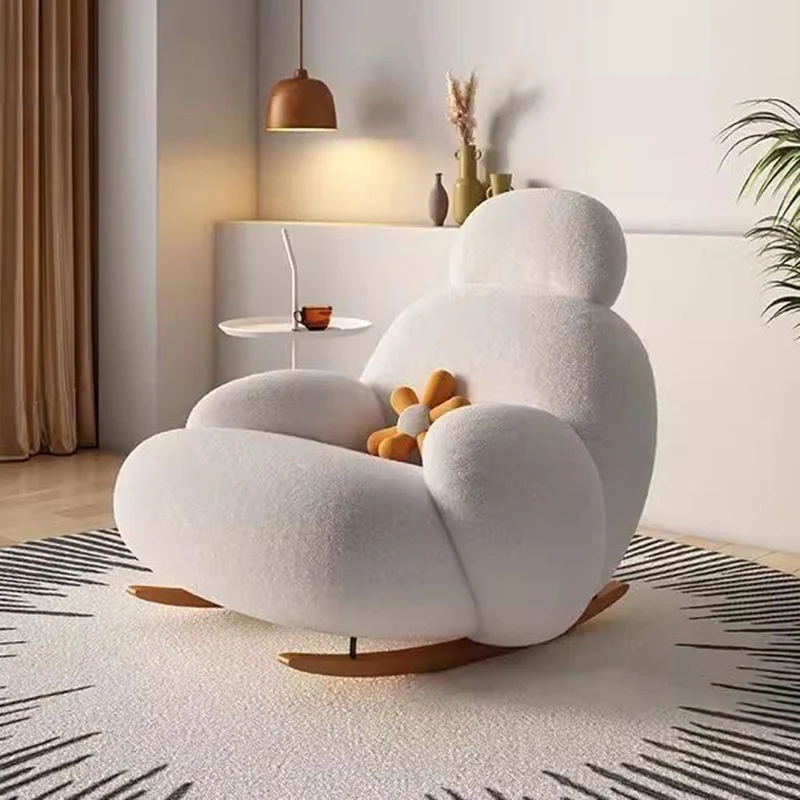 Contemporary Creative Sherpa Fabric Carbon Steel Pine Pet-Shaped Round Accent Chair Backrest Armrests For Living Room