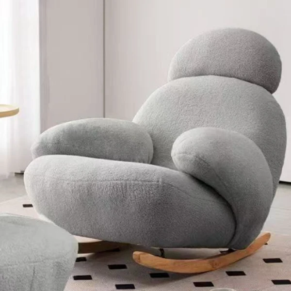 Contemporary Creative Sherpa Fabric Carbon Steel Pine Pet-Shaped Round Accent Chair Backrest Armrests For Living Room