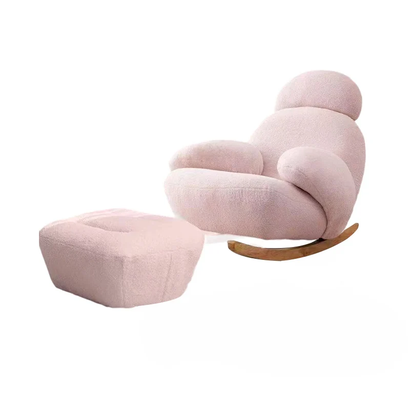 Contemporary Creative Sherpa Fabric Carbon Steel Pine Pet-Shaped Round Accent Chair Backrest Armrests For Living Room