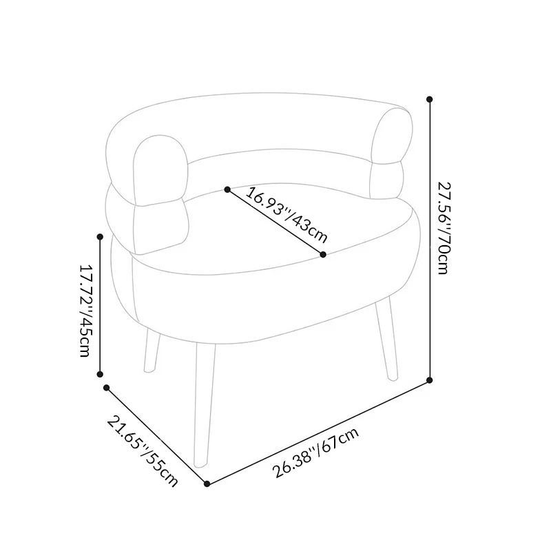 Contemporary Scandinavian Sherpa Fabric Carbon Steel Curved Oval Accent Chair Backrest And Armrests For Living Room