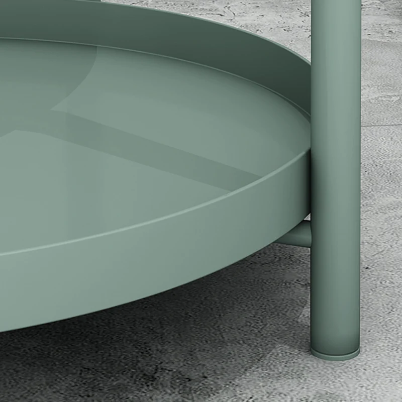 Contemporary Scandinavian Round Carbon Steel Side Table 1/2-Tier For Living Room