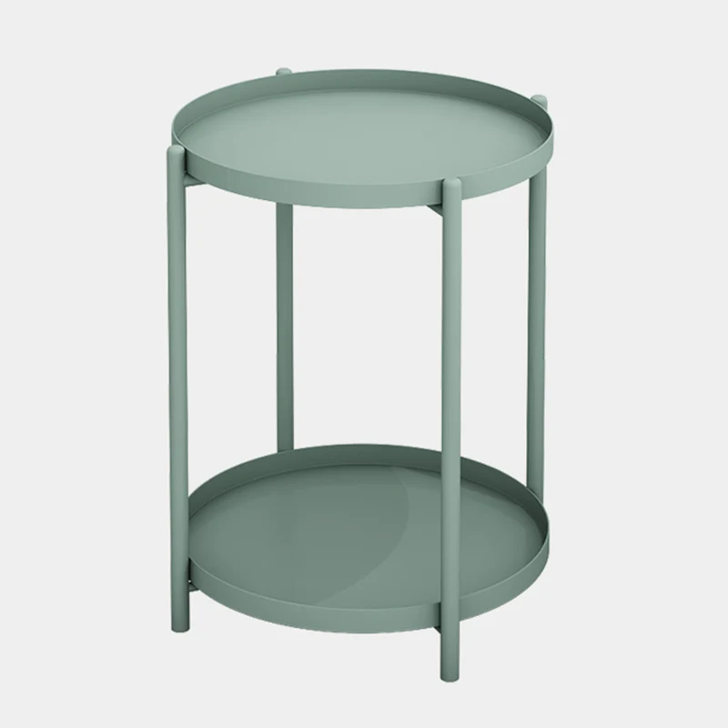 Contemporary Scandinavian Round Carbon Steel Side Table 1/2-Tier For Living Room
