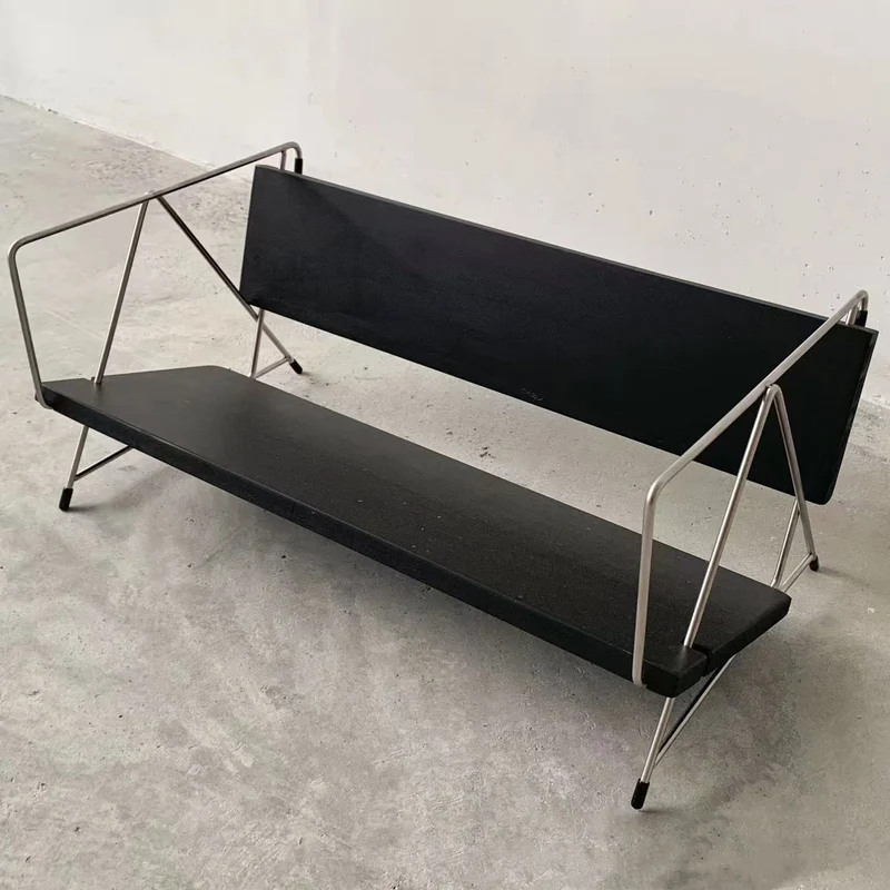 Modern Minimalist Rectangular Solid Wood Iron Bookshelves 4-Leg For Home Office