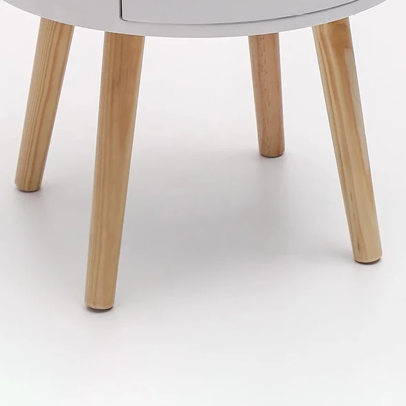 Contemporary Scandinavian Solid Wood Medium-Density Fiberboard Round Cylindrical Side Table 1-Tier For Living Room