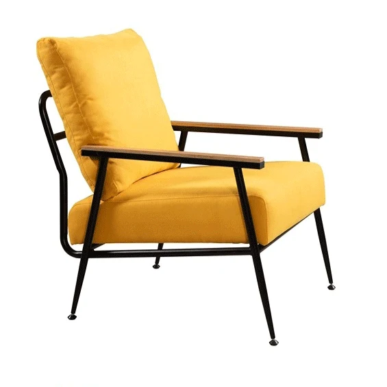 Modern Minimalist Velvet Sponge Steel Curved Accent Chair Backrest Armrest For Living Room