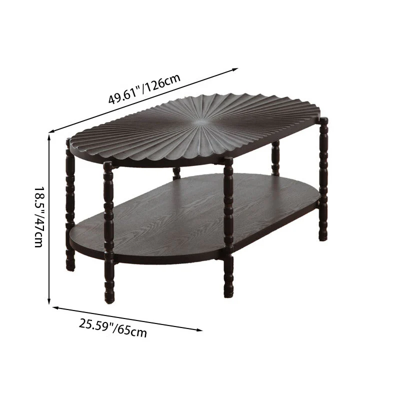 Traditional Vintage Oval Round Iron Medium Density Fiberboard End Table 1/2-Tier 3/5-Leg For Living Room