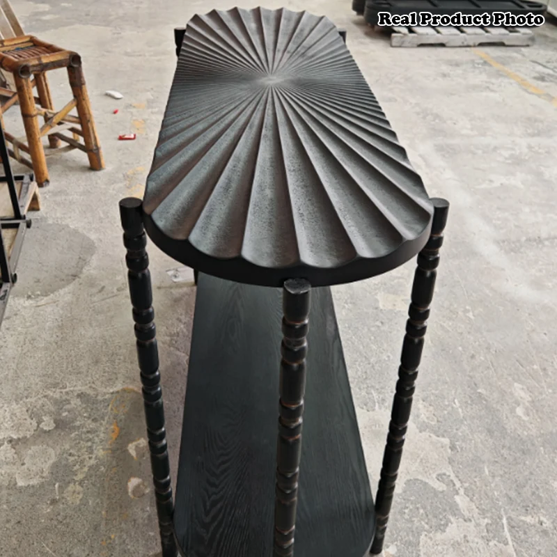 Traditional Vintage Oval Round Iron Medium Density Fiberboard End Table 1/2-Tier 3/5-Leg For Living Room