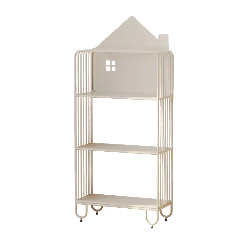 Modern Minimalist Large Capacity House Shape Iron Kids Floor-Standing Bookshelf 2/3-Shelf For Study