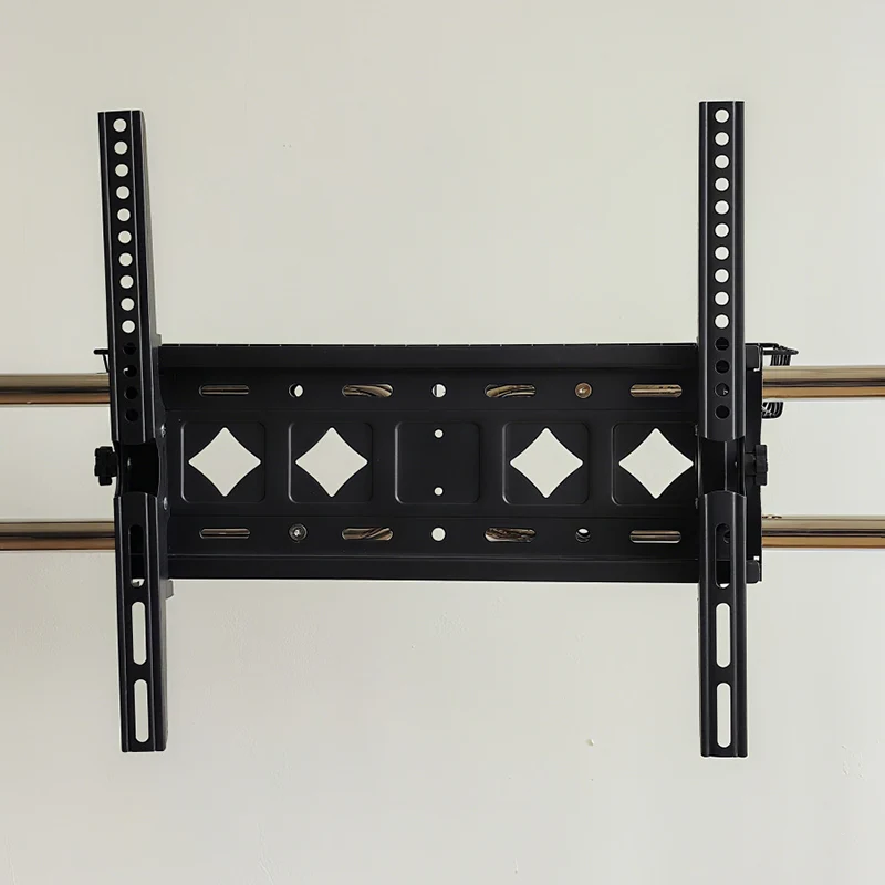 Traditional Vintage Rectangular Stainless Steel Rubberwood Iron TV Stand 4-Leg Movable For Living Room