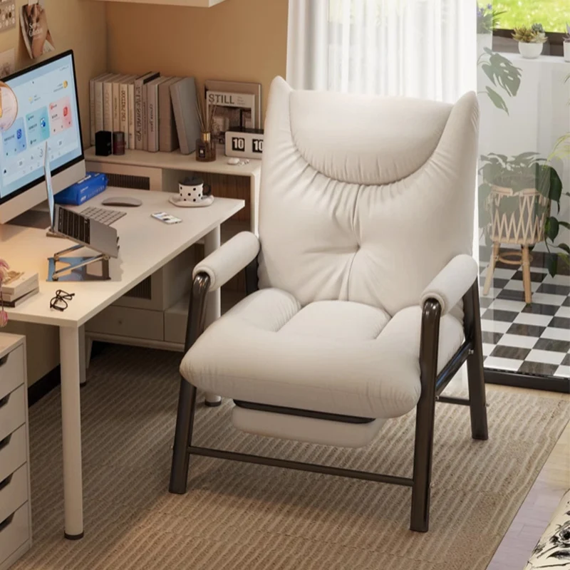 Modern Minimalist Rectangular Iron Synthetic Fabric Cat Scratching Leather Sponge PP Cotton Desk Chair Backrest Armrest For Home Office