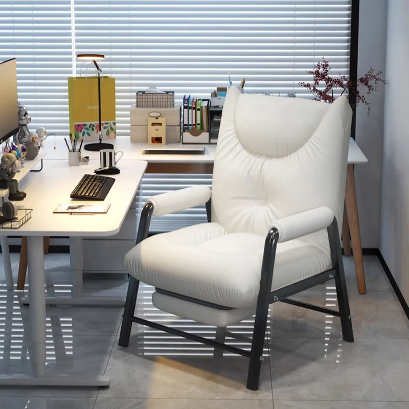 Modern Minimalist Rectangular Iron Synthetic Fabric Cat Scratching Leather Sponge PP Cotton Desk Chair Backrest Armrest For Home Office