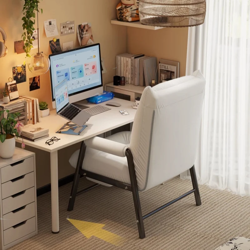 Modern Minimalist Rectangular Iron Synthetic Fabric Cat Scratching Leather Sponge PP Cotton Desk Chair Backrest Armrest For Home Office