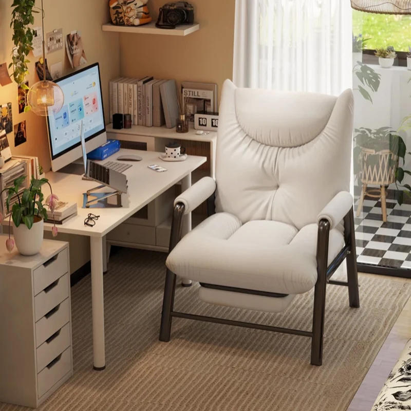 Modern Minimalist Rectangular Iron Synthetic Fabric Cat Scratching Leather Sponge PP Cotton Desk Chair Backrest Armrest For Home Office