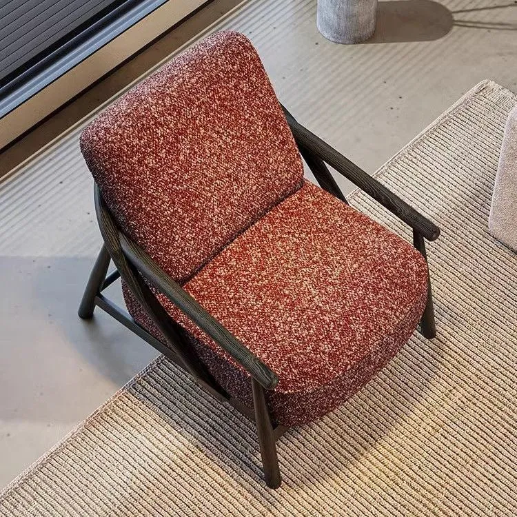 Traditional Vintage Cotton Linen Fabric Carbon Steel Frame Sponge Curved Sofa Backrest Armrest For Living Room