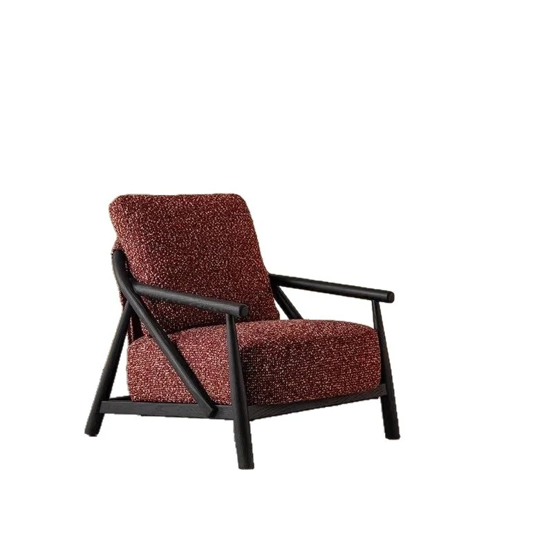 Traditional Vintage Cotton Linen Fabric Carbon Steel Frame Sponge Curved Sofa Backrest Armrest For Living Room