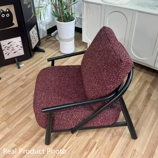 Traditional Vintage Cotton Linen Fabric Carbon Steel Frame Sponge Curved Sofa Backrest Armrest For Living Room