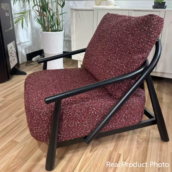 Traditional Vintage Cotton Linen Fabric Carbon Steel Frame Sponge Curved Sofa Backrest Armrest For Living Room