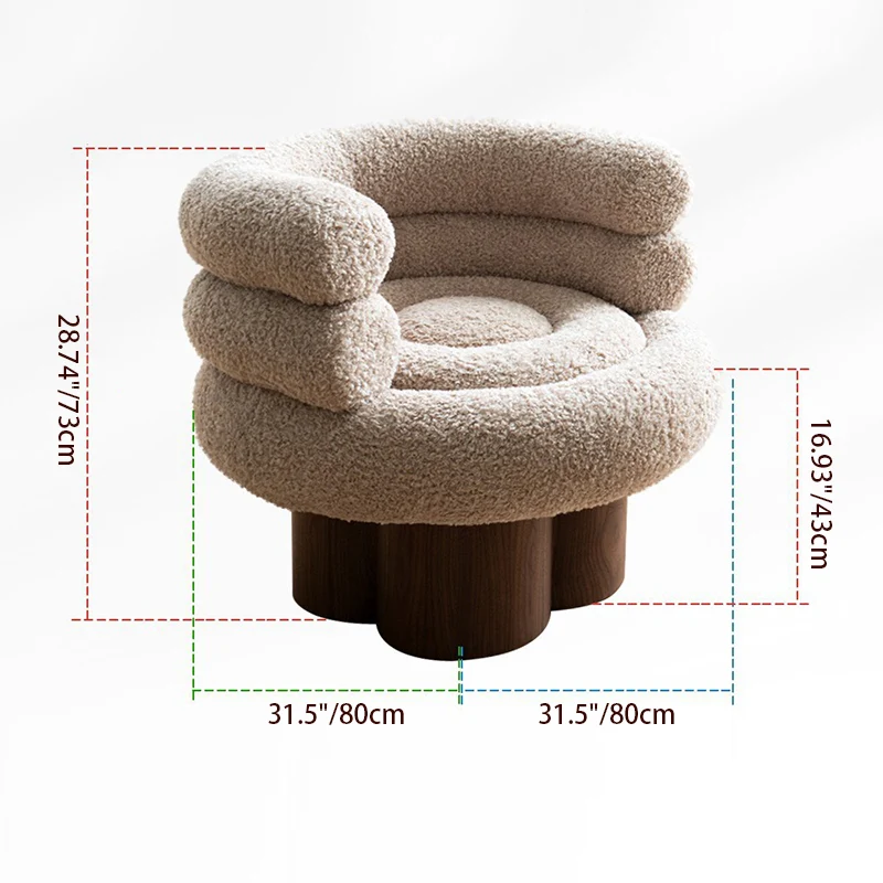 Traditional French Curved Sherpa Fabric Solid Wood Iron Vanity Stool Backrest Armless For Bedroom