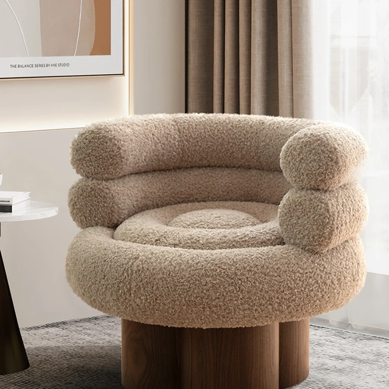 Traditional French Curved Sherpa Fabric Solid Wood Iron Vanity Stool Backrest Armless For Bedroom