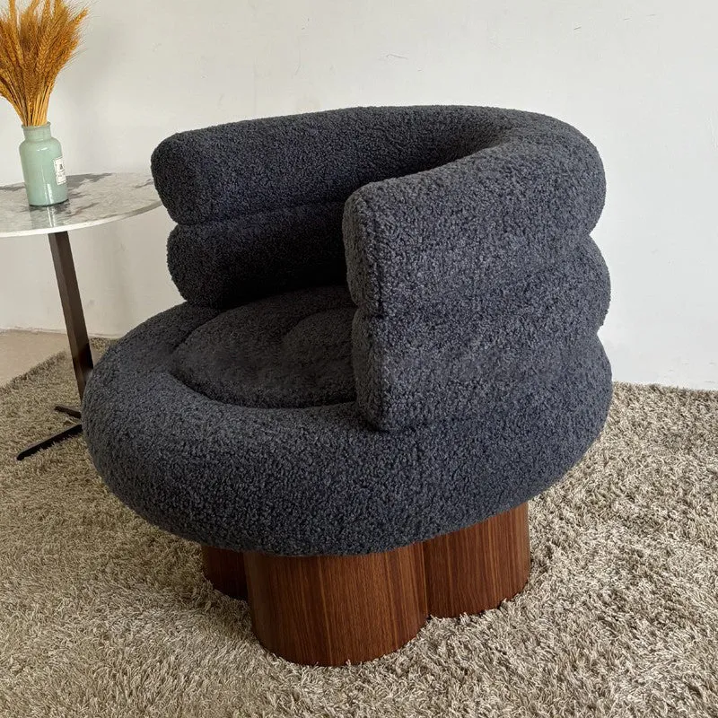 Traditional French Curved Sherpa Fabric Solid Wood Iron Vanity Stool Backrest Armless For Bedroom