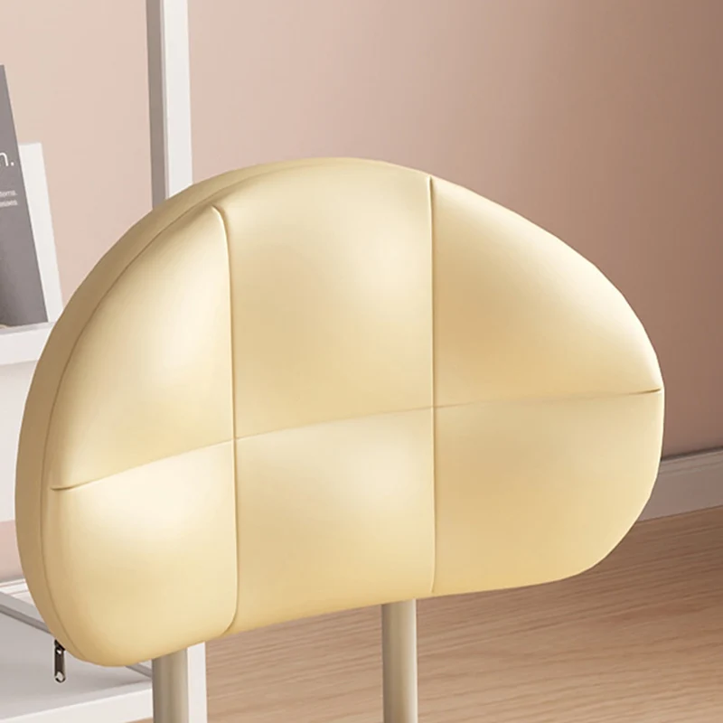 Modern Minimalist Round Artificial Leather Wood Iron Chair Backrest Armless For Living Room