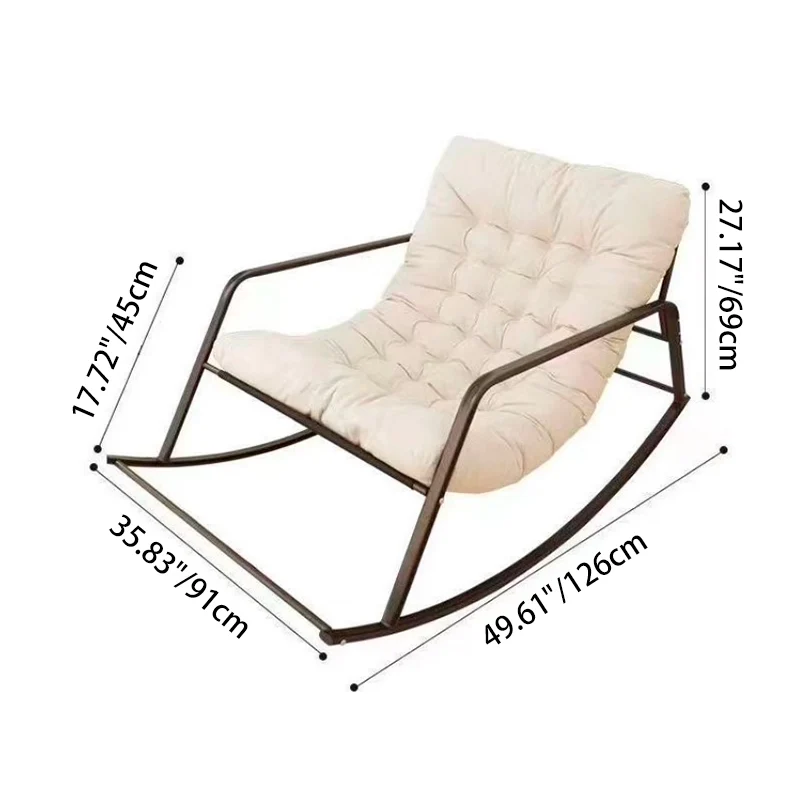 Contemporary Creative Synthetic Fabric Carbon Steel S-Shaped Rocking Accent Chair With Backrest & Armrests For Living Room