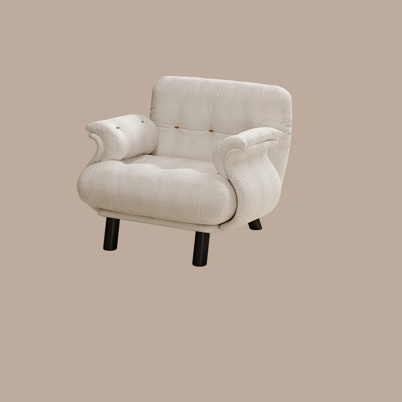 Traditional French Sherpa Fleece Snow Velvet Solid Wood S-Shaped Square Accent Chair With Backrest & Armrests For Living Room