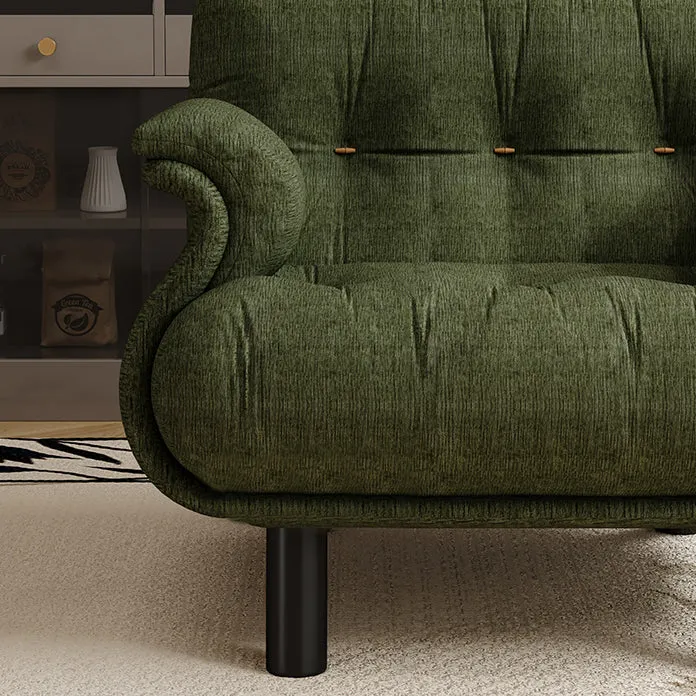 Traditional French Sherpa Fleece Snow Velvet Solid Wood S-Shaped Square Accent Chair With Backrest & Armrests For Living Room