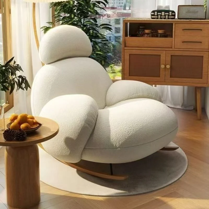 Modern Minimalist Oval Solid Wood Carbon Steel Sherpa Fabric Accent Chair Backrest Armrest For Living Room
