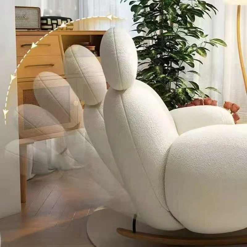 Modern Minimalist Oval Solid Wood Carbon Steel Sherpa Fabric Accent Chair Backrest Armrest For Living Room
