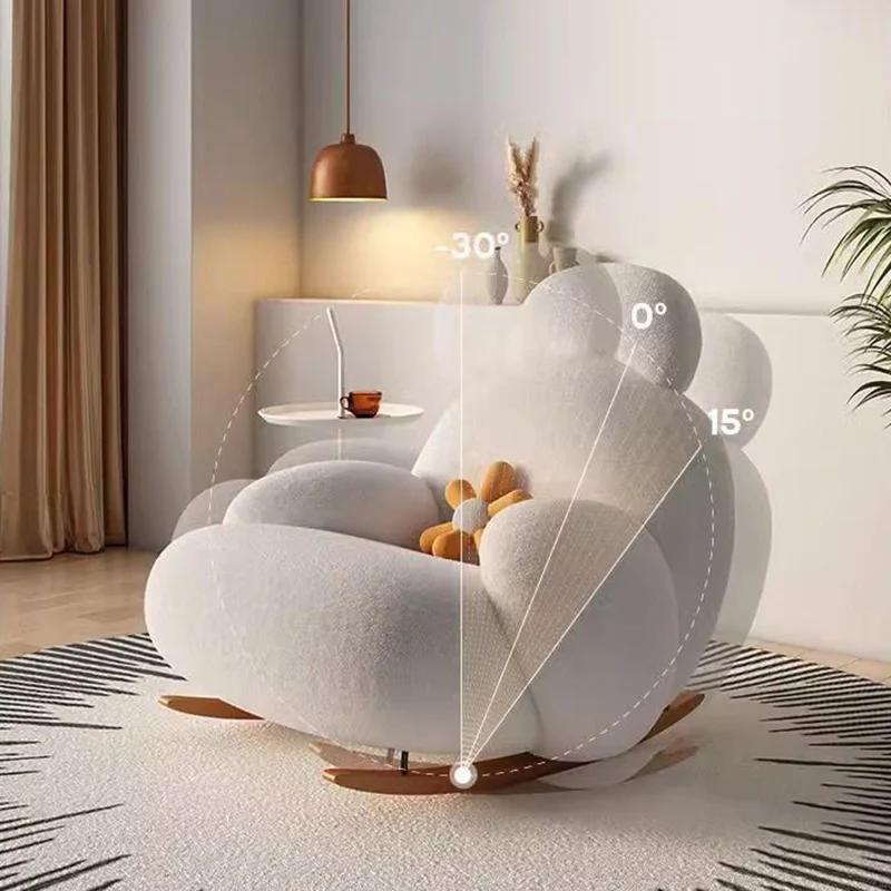 Modern Minimalist Oval Solid Wood Carbon Steel Sherpa Fabric Accent Chair Backrest Armrest For Living Room