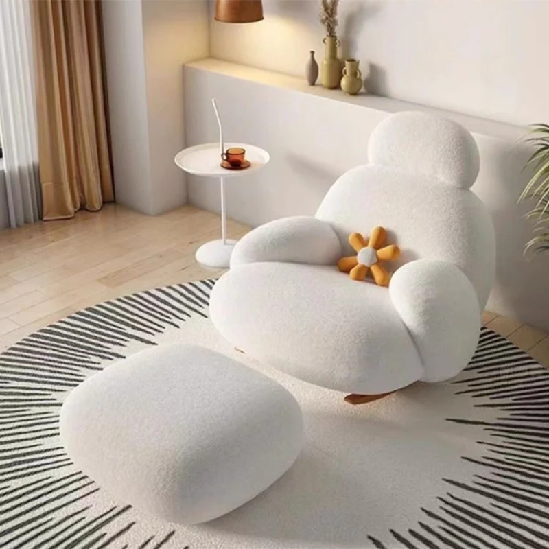 Modern Minimalist Oval Solid Wood Carbon Steel Sherpa Fabric Accent Chair Backrest Armrest For Living Room