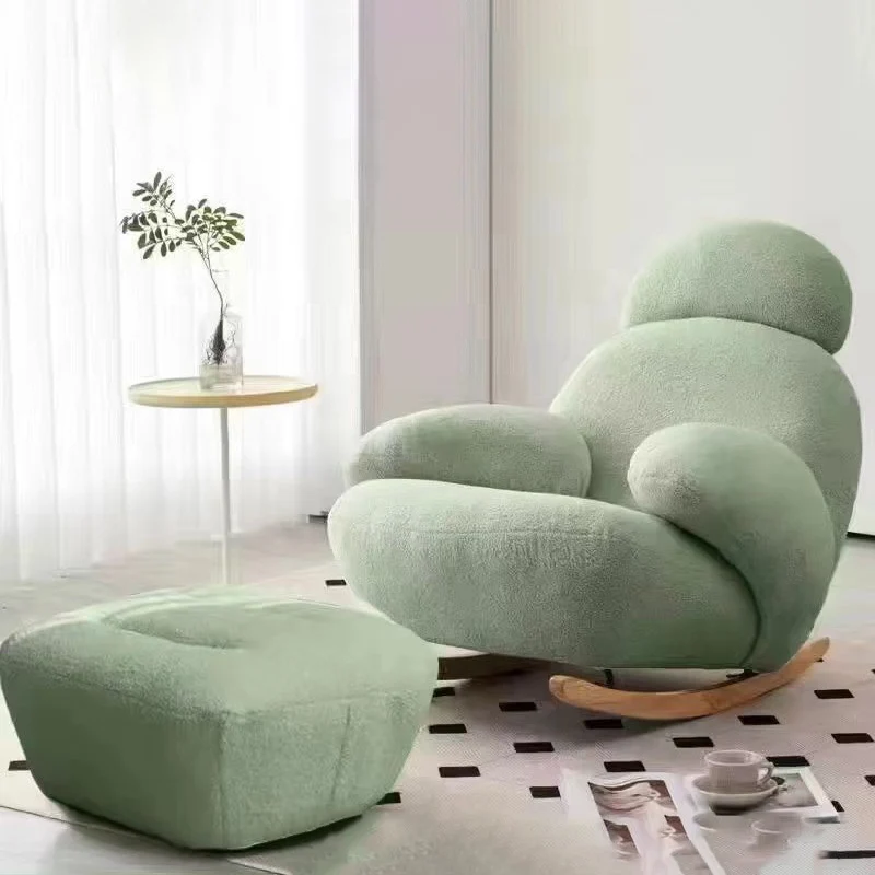 Modern Minimalist Oval Solid Wood Carbon Steel Sherpa Fabric Accent Chair Backrest Armrest For Living Room