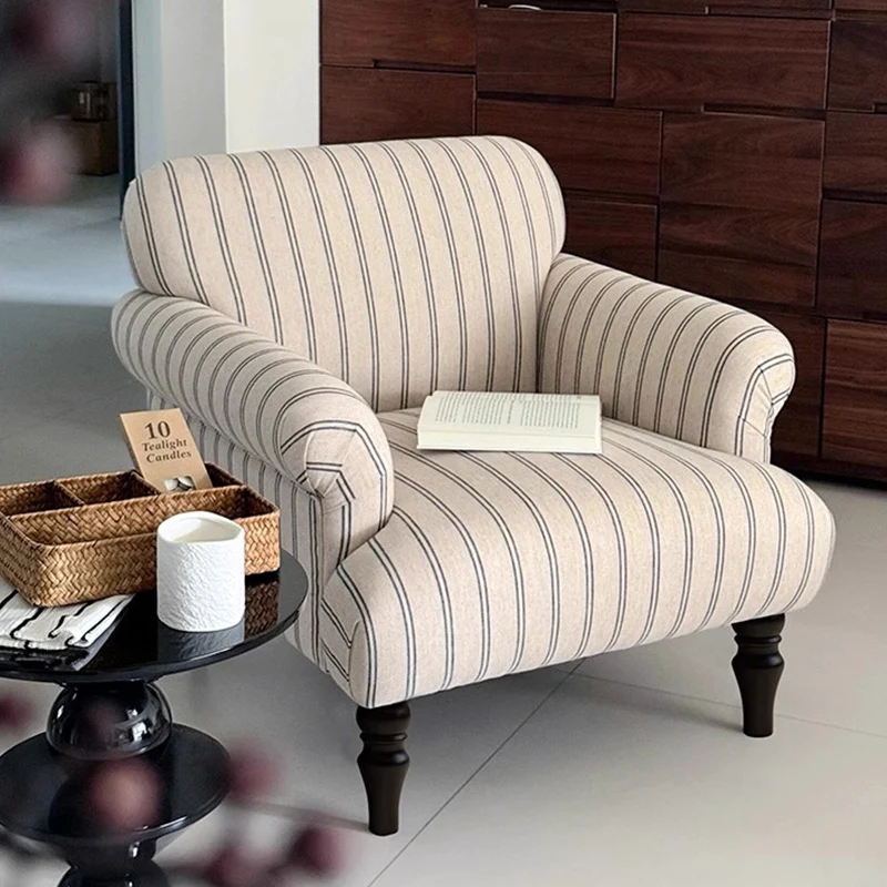 Traditional French Rectangular Velvet Crinkled Woven Fabric Solid Wood Accent Chair Backrest Armrest For Living Room